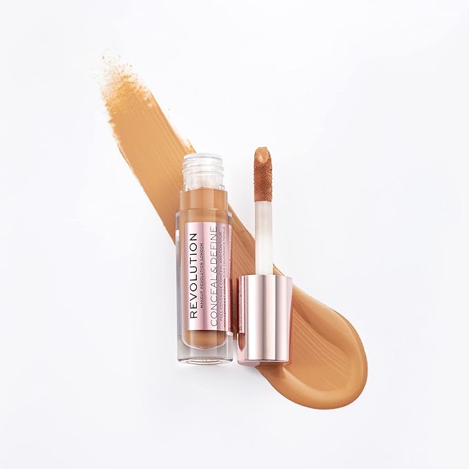 Makeup Revolution Conceal and Define Concealer, Full Coverage & Matte Finish, C11.5 for Medium/Tan Skin Tones, Vegan & Cruelty-Free, 0.7 Fl Oz-BrightBean Baby
