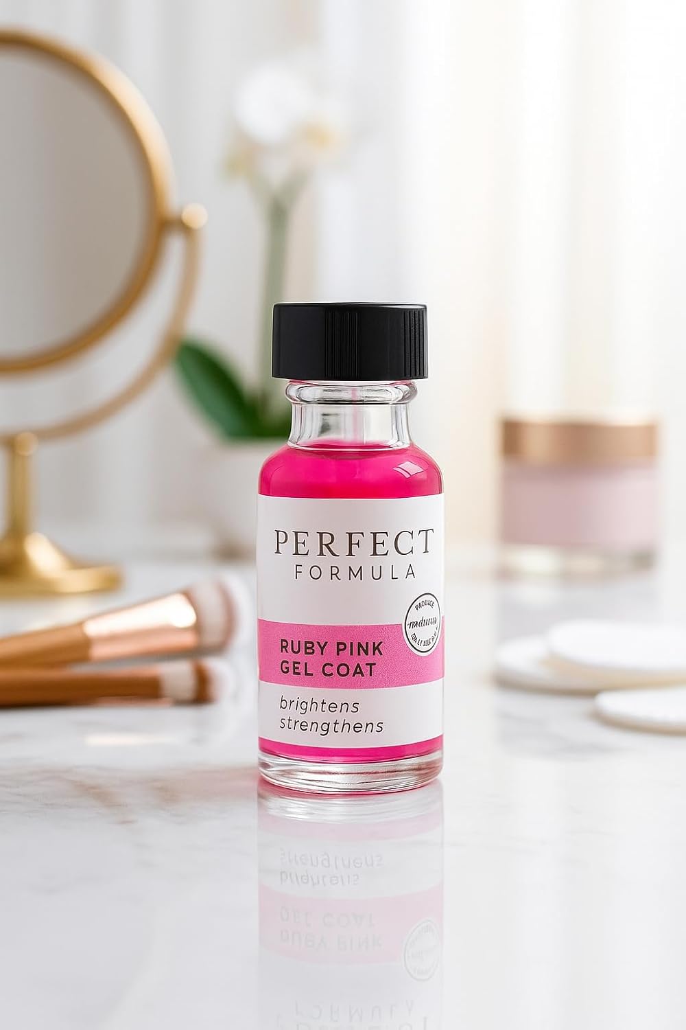 Perfect Formula Ruby Pink Gel Coat - Nail Strengthener, Keratin Nail Treatment, Gemstone Pink Gel Nail Polish - Nail Strengthener for Damaged Nails - Made In The USA .60 fl oz.-BrightBean Baby