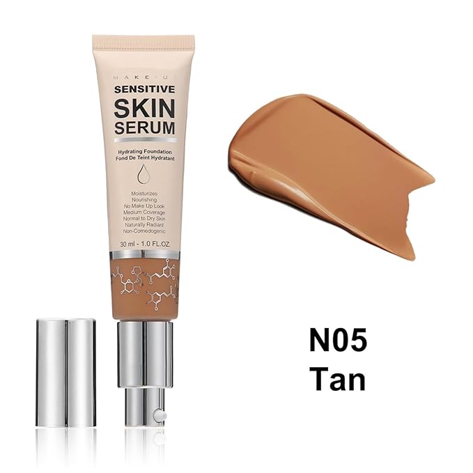 MAEPEOR Hydrating Foundation 6 Colors Full Coverage Liquid Foundation Naturally Mattle Oil-Control Foundation for All Skin Tone (05 Tan)-BrightBean Baby