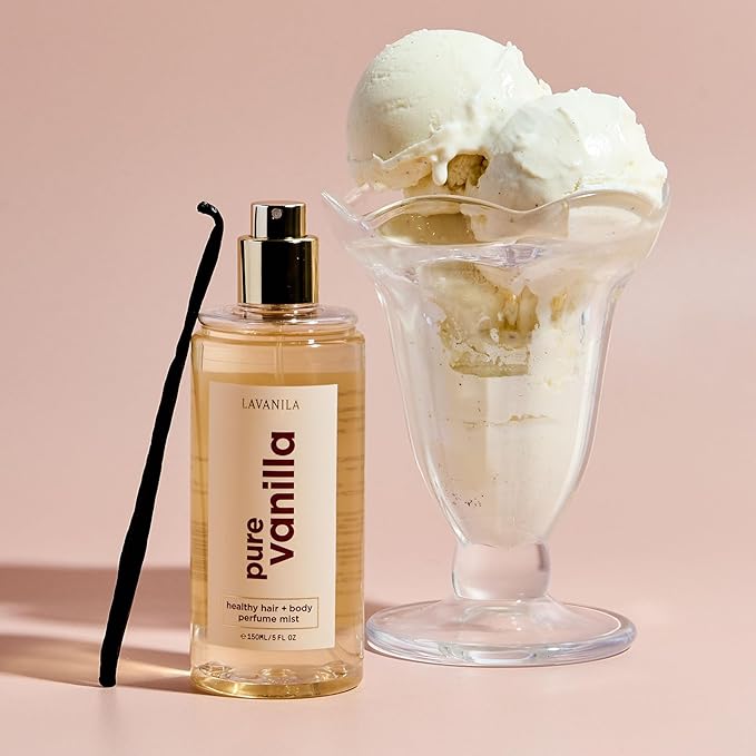 Lavanila Pure Vanilla Healthy Hair + Body Perfume Mist, 5 Fl Oz - Sweet & Warm Fragrance Spray Formulated with Jojoba Oil, Madagascar Vanilla, Tonka Bean, Heliotrope-BrightBean Baby