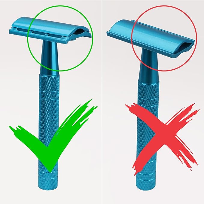 Double Edge Safety Razor, Single Blade Razors for Men and Women, with 10 Stainless Steel Safety Razor Blades, Smooth and Close Wet Shaving, Plastic Free, Blue-BrightBean Baby
