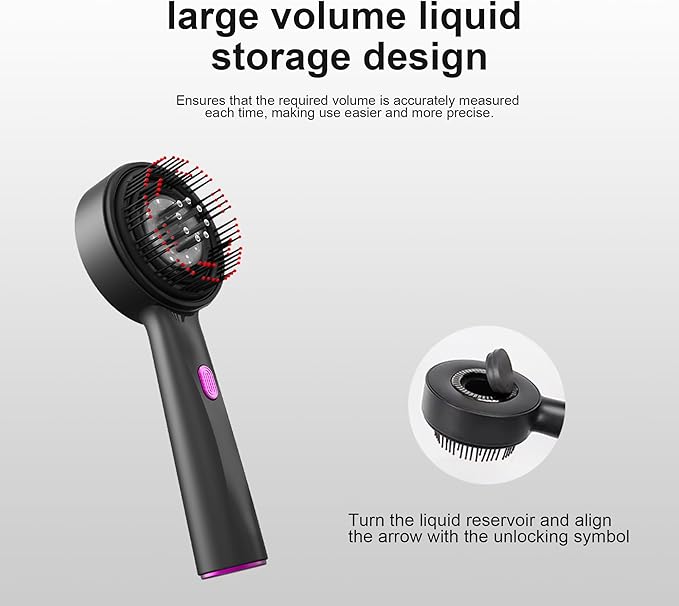 Red Light Dot Scalp Massager - 72-Point Vibration Comb for Hair Care, 3 in 1 Hair Oil Applicator,ipx7 Waterproof Scalp Oil Applicato,Rechargeable Home Use Device with Safety Indicator(Black)-BrightBean Baby