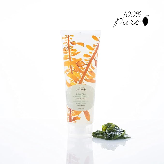 100% PURE Kelp & Mint Volumizing Shampoo Purifying Hydration & Deep Detox - Botanical Body Boost for Dry, Damaged Thinning Hair, Promotes Healthy Growth for Women & Men - Sulfate Free - 8 Fl Oz-BrightBean Baby