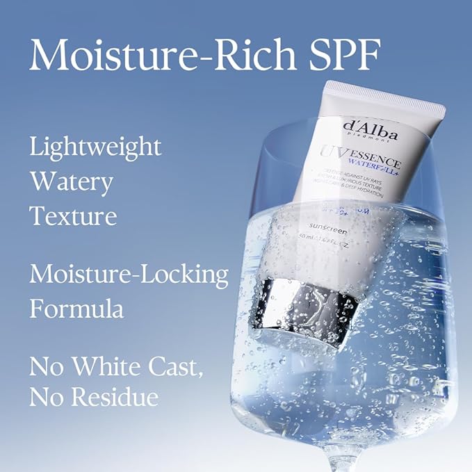 d'alba Piedmont Italian White Truffle Waterfull Essence Sunscreen, Vegan Skincare, Lightweight Sunscreen with BROAD SPECTRUM SPF 50+, Glowy, Safe for all Skin Types, Korean Skin Care (1.69 fl. oz)-BrightBean Baby