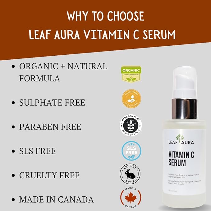Vitamin C Serum, Sulphate-Free, Organic+ Natural Formula, Brightens Uneven Skin, Made In Canada, 29.5ml-BrightBean Baby