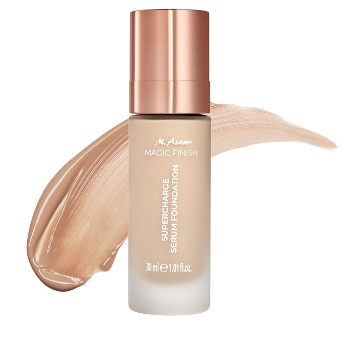 M. Asam MAGIC FINISH Supercharge Serum Foundation Warm Sand (1.01 Fl Oz) - Moisturizing Make Up & Firming Face Serum In One, Anti-aging CC Cream With Optimal Coverage & Hyaluronic Acid-BrightBean Baby