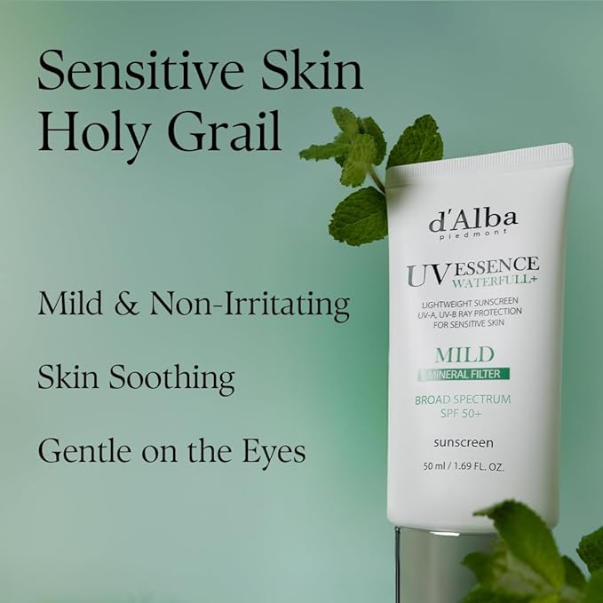 d'alba Piedmont Italian White Truffle Waterfull Mild Sunscreen, Vegan, Mineral Sunscreen, BROAD SPECTRUM SPF 50+ Non-Nano Suitable for Sensitive Skin, Korean Skin Care (1.69 fl. oz)-BrightBean Baby