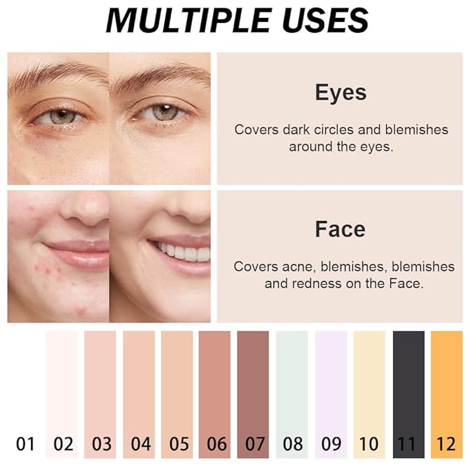 Kaely Color Correcting Concealer,Cream Pot Concealer Full Coverage,under Eye Concealer Palette for Conceals Dark Circles,Waterproof Foundation Face Makeup,08 Green-BrightBean Baby