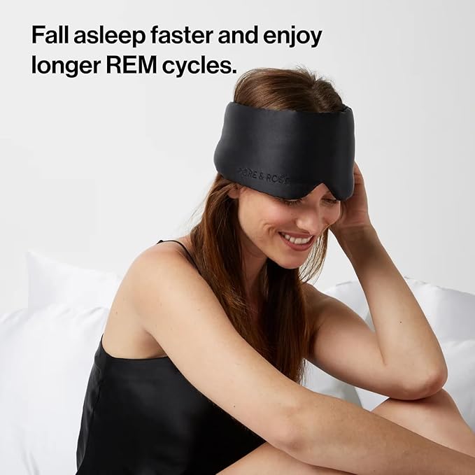 Dore & Rose Deep Sleep Mask Light Blocking, 23 Momme Mulberry Silk Eye Mask, Ultra Soft, Adjustable - Travel Sleeping Mask for Men & Women - Black-BrightBean Baby