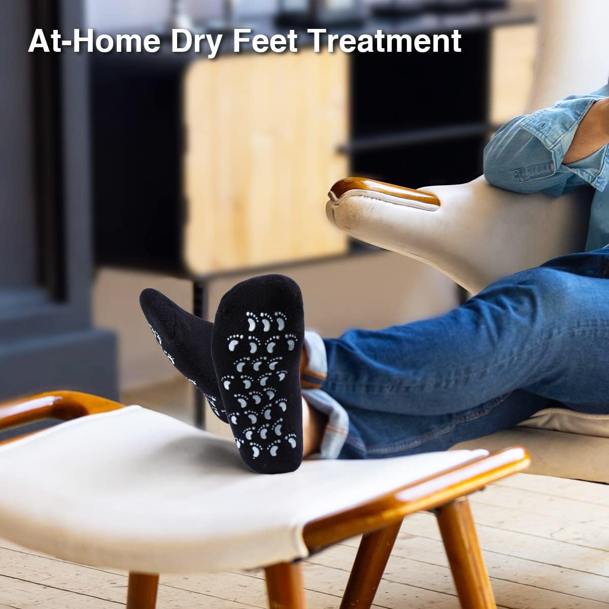 Codream Large Men's Moisturizing Gel Socks Men's Feet Care Ultimate Treatment for Dry Cracked Rough Skin on Feet Pack of 2 Pairs Black US Men 10-15-BrightBean Baby