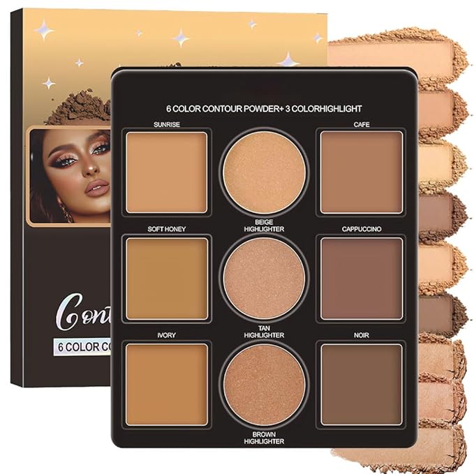 Professional Light Medium Brown Contour Highlight Palette,Multiple Full Coverage Makeup Palet for Correcting, Easy Blending, Long-lasting formula, Sculpt & Highlighting,Matte and Shimmer Finish-9A-BrightBean Baby