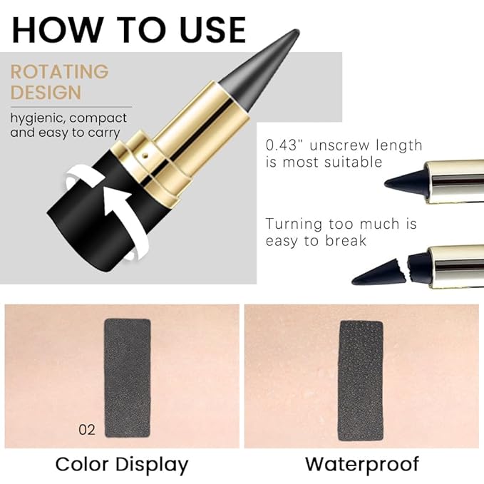 Kaely Gray Gel Eyeliner Pencil,Waterproof Smudge Proof Eye Liner Pen,Cat Eye Goth Halloween Makeup,Eye Black Face Paint Lipstick Crayon,Color Colorful Eyeliner Eyeshadow Stick,02