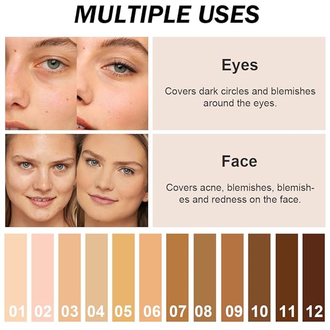 Kaely Cream Pot Concealer Full Coverage Set,Conceal Brighten Dark Circles,under Eye Brightener Color Correcting Concealer,Waterproof Foundation Palette with Brush,corrector de ojeras,Vegan Makeup,05-BrightBean Baby