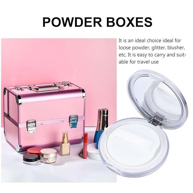Artibetter Empty Reusable Powder Box 2pcs Loose Powder Containers with Elasticated Net Sifter, Mirror and Puff 5g Loose Powder Compact Case Air Cushion Case for DIY Makeup and Travel ( ) Travel Powder-BrightBean Baby