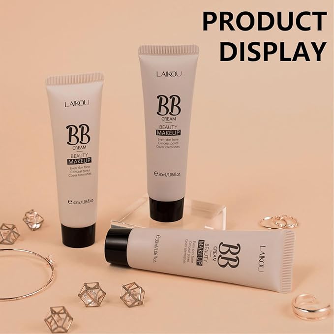 KWOLYKIM 2PCS Hydrating Makeup BB Cream, Tinted Moisturizer Face Makeup BB Cream Foundation Waterproof Concealer Clean Brighten Color Correcting Cream Nude Makeup Long Lasting for All Skin(Tan)-BrightBean Baby