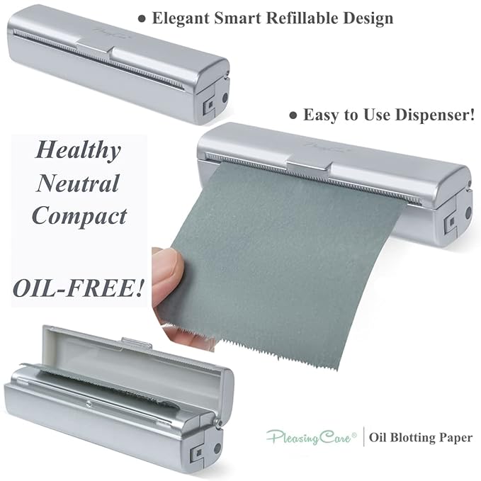 Natural Oil Blotting Paper Roll, Refillable Compact Dispenser No Shine Sheets, Absorb Excess Shine on Face or Scalp Instantly, Men and Women Facial Skin Care or Make Up Must Have (Bamboo Charcoal)-BrightBean Baby