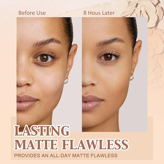 evpct Kaely Oil Control Pressed Face Powder, Get Smooth Flawless Fine Lines and Lightweight Finishing Foundation, Control Shine Long Lasting Waterproof Face Setting Powder Cosmetic, 03 Pure Beige-BrightBean Baby