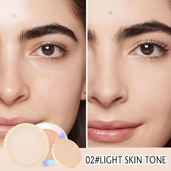 Oil Control Face Pressed Powder, Ultra-Fine Lightweight Face Powder, Soft-focus Matte Finish, Sheer Coverage, Lasting Oil Control, Light Skin Tone(02#)-BrightBean Baby