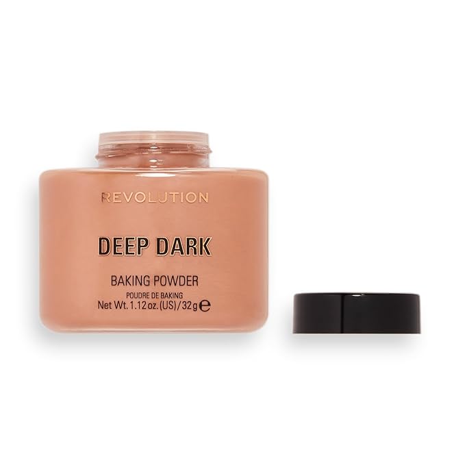 Revolution Beauty, Loose Baking Powder, Makeup Setting Powder, Long Lasting Coverage, Mattifies & Reduces Shine, Deep Dark, 1.13 Oz-BrightBean Baby