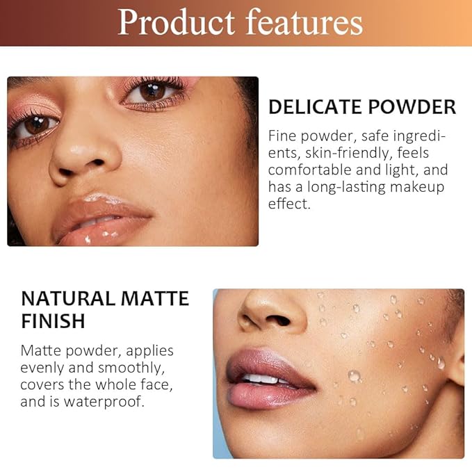 Pressed Matte Face Powder Makeup & Setting Powder for Poreless Wrinkle Blurring Contour Concealer Finishing,Lightweight,High Coverage,Shine Control, N.W 10g (02)-BrightBean Baby