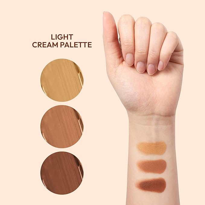 Ruby Kisses Contour Palette 3-in-1 Contour, Conceal, Highlight All-In-One Mini Palette, Long-Lasting, Easy to Blend Cream Contour Palette for Oily and Dry Skin (Medium To Tan)