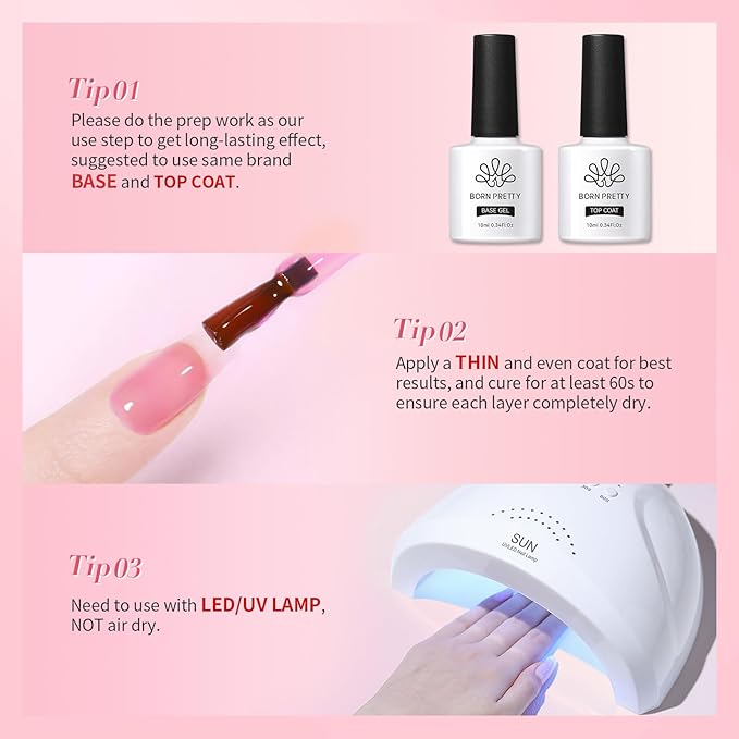 BORN PRETTY Jelly Gel Nail Polish Set,Sheer Nude Pink Natural Color Ice Transparent Tranlusent Gel Polish Kit for Salon Manicure and Nail Art DIY at Home 6PCS 7ml-BrightBean Baby