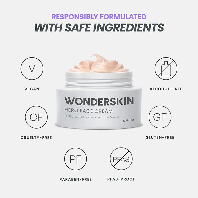 Wonderskin Purevoc Hero Face Cream, Anti Wrinkle Moisturizing Face Cream, Hydrating Face Moisturizer for Women & Men, Anti Aging Face Moisturizer, Daily Facial Moisturizer for Dry Skin-BrightBean Baby