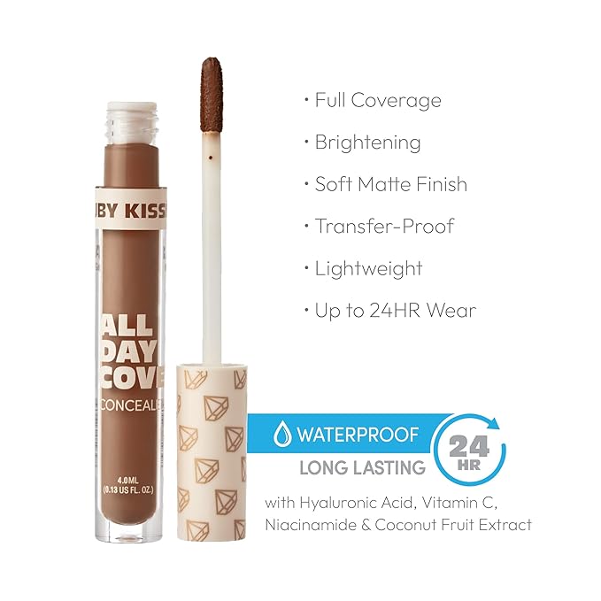 Ruby Kisses All Day Concealer Lightweight Full Coverage Multi-Use Concealer 0.13 Fl Oz (4-3 Chestnut (12))-BrightBean Baby