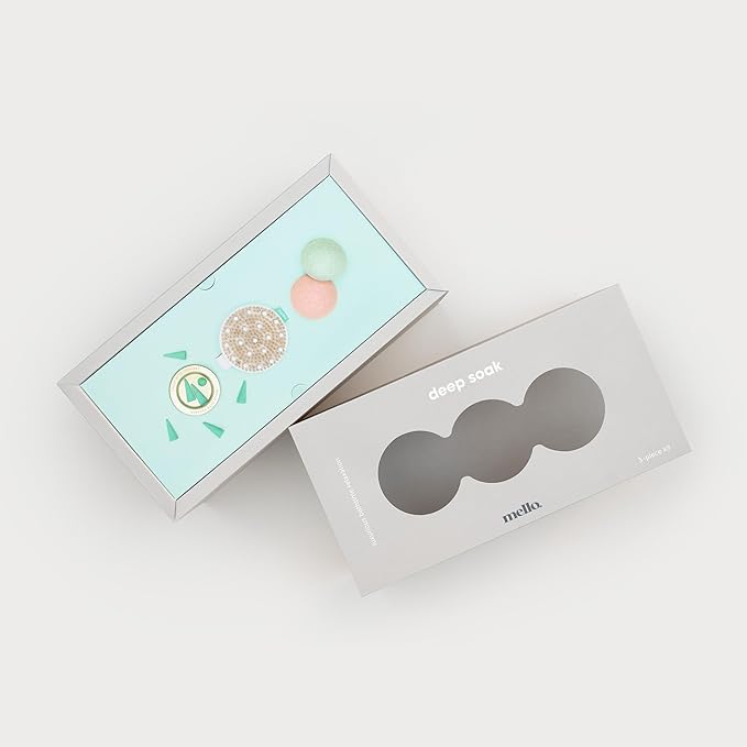 Mello Bath Accessories Deep Soak | Self Care Gifts for Women | Spa Gifts for Women & Relaxation Gifts for Women | Bath Accessories Includes Konjac Sponge, Incense Cones & Exfoliating Brush-BrightBean Baby