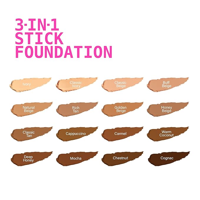 Ruby Kisses Natural Full Coverage 3-In-1 Stick Foundation. Easy to Apply, Hydrating, Lightweight, Long Lasting, Concealer and Contour Stick for Face Makeup (Cappuccino)-BrightBean Baby