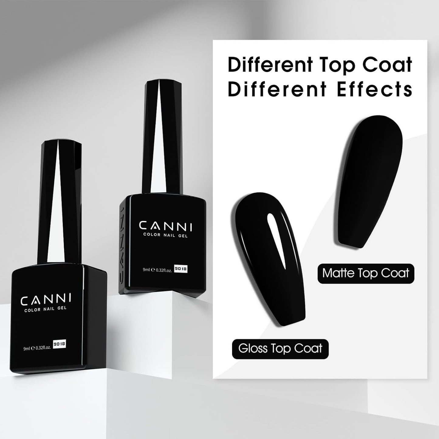 CANNI Black Gel Nail Polish, 1Pcs Pure Black Color High Gloss Soak Off UV Gel Polish Nail French Manicure Salon DIY-BrightBean Baby
