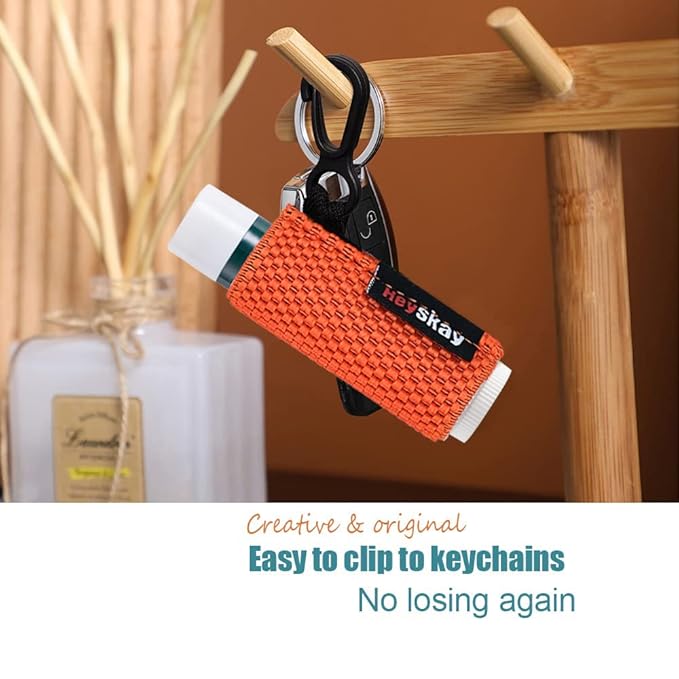 5PCS Lip Balm Holder Lip Gloss Sleeves Keychain Lipstick Holder Keychain Chapstick Elastic Sleeves(Fleshpink/Aqua/White/Rose/Black)-BrightBean Baby