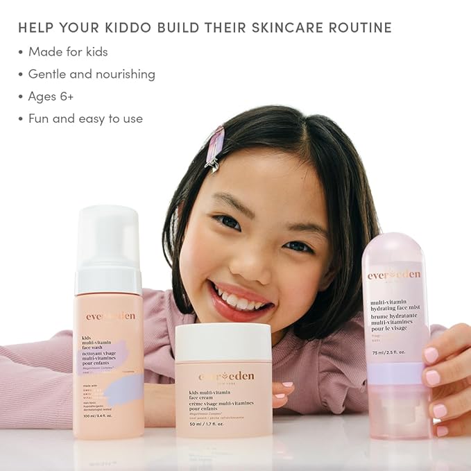 Evereden Kids Multi-Vitamin Hydrating Face Mist | Nourishing Face Spray, Preppy Skincare Essential for Ages 6+ | Clean Formula Safe for Sensitive Skin | Multi-Vitamin Complex, Peach & Mango Juice-BrightBean Baby