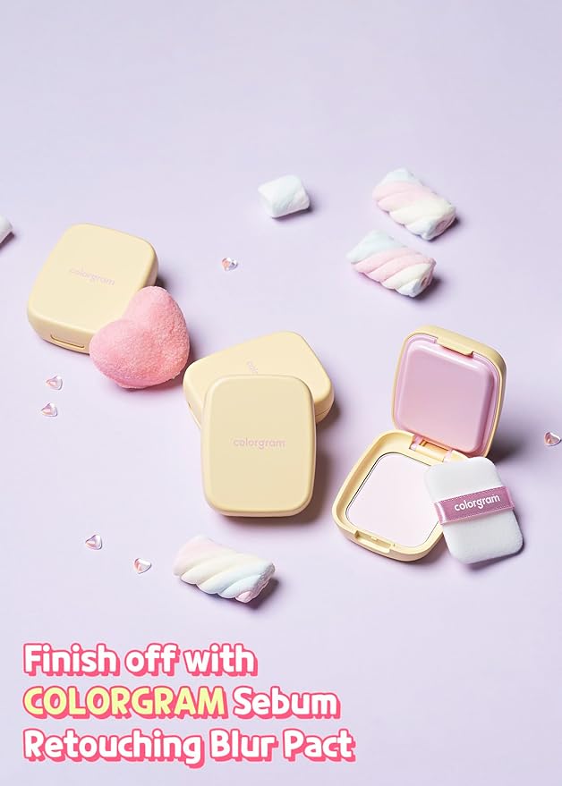 Colorgram Sebum Retouching Blur Pact | Poreless-Looking Pressed Setting Face Powder for Normal to Oily Skin, Provides Weightless, Matte Finish with Soft Focus Effect-BrightBean Baby