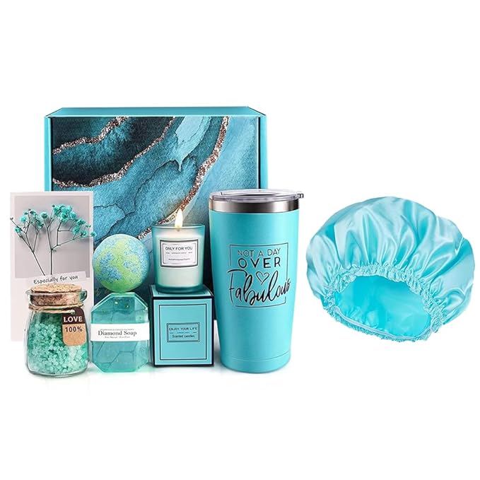 Birthday Gifts for Women,Relaxing Spa Gift Basket Set, Unique Gifts for Her,Friends,Mom,Sister,Coworker,Wife,Girlfriend, Happy Birthday Gift Ideas,Mothers Day,Christmas Gifts for Women (BLUE)-BrightBean Baby