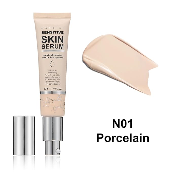 MAEPEOR Hydrating Foundation 6 Colors Full Coverage Liquid Foundation Naturally Mattle Oil-Control Foundation for All Skin Tone (01 Porcelain)-BrightBean Baby