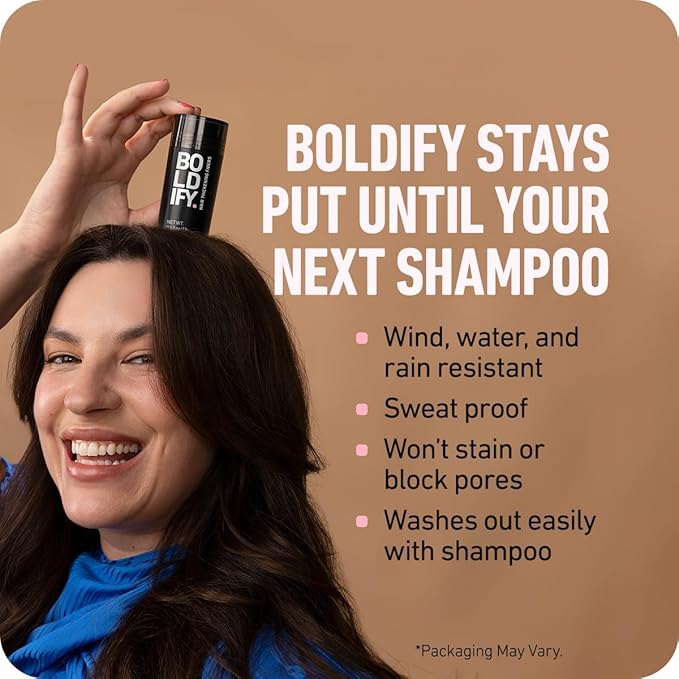 BOLDIFY Hair Fibers (28g) - Fill In Thinning and Fine Hair for an Instantly Fuller, Thicker Look - 14 Shades for Women & Men - Gray-BrightBean Baby