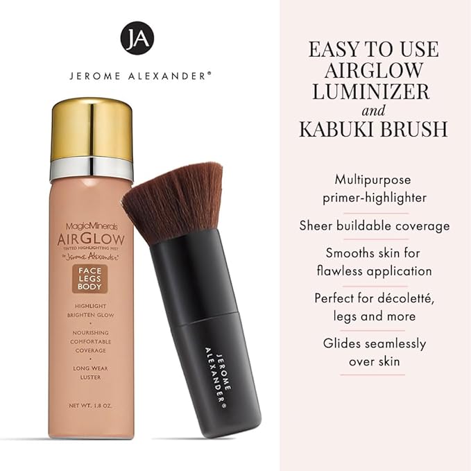 Jerome Alexander MagicMinerals AirGlow Tinted Highlighting Night Mist, Illuminating Airbrush Tinted Moisturizer Spray | 2PC | Champagne Glow-BrightBean Baby