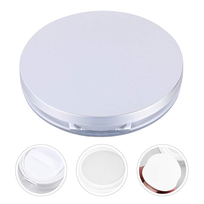 Artibetter Empty Reusable Powder Box 2pcs Loose Powder Containers with Elasticated Net Sifter, Mirror and Puff 5g Loose Powder Compact Case Air Cushion Case for DIY Makeup and Travel ( ) Travel Powder-BrightBean Baby