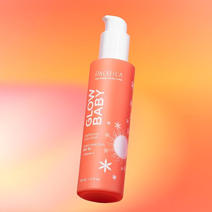 Pacifica Glow Baby Vitamin C SPF 30 Body Lotion – Brightening Daily Moisturizer + Broad Spectrum Sun Protection, Hydrating No White Cast Sunscreen for Glowing Skin, Clean Vegan & Cruelty-Free Skincare-BrightBean Baby
