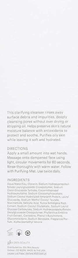 Glo Skin Beauty Purifying Gel Cleanser - Salicylic Acid + Niacinamide Face Wash Balances Skin, Targets Clogged Pores, Excess Oil & Breakouts - Gently Exfoliates & Minimizes Appearance of Fine Lines-BrightBean Baby
