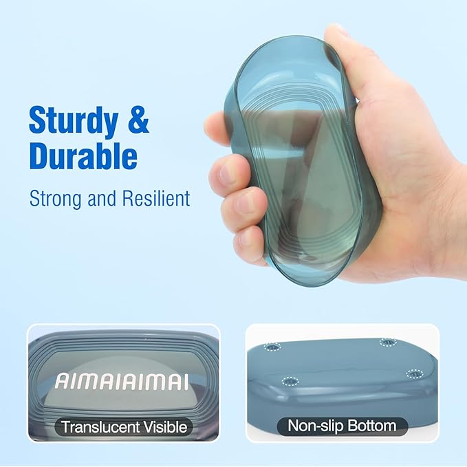 Travel Soap Container, Soap Dish with Lid, Travel Soap Box with Removable Draining Layer, Portable Soap Case for Traveling, Camping, Gym (Blue Style A)-BrightBean Baby