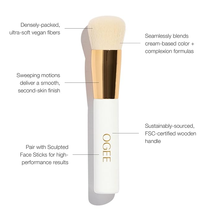 Ogee Blender Brush - Professional Quality Makeup Brush - Ultra-Soft Foundation Brush with Vegan Bristles for Flawless Makeup Application-BrightBean Baby