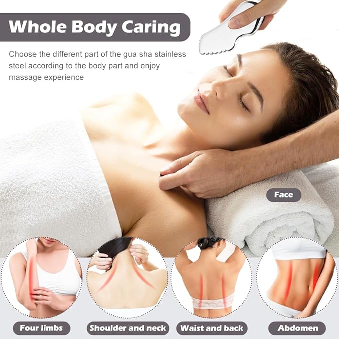 Stainless Steel Gua Sha Facial Tools, Upgrade Gua Sha for Facial Skin, Portable Eyes Neck Massage, Metal Gua Sha Tighten Skin Massage Guasha Beauty Tool-BrightBean Baby
