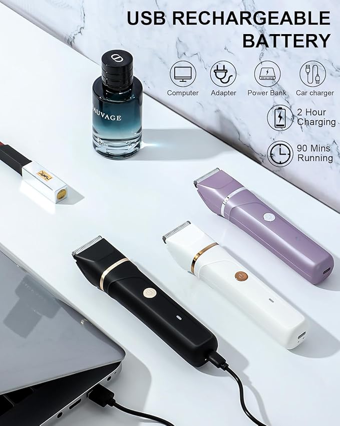 AREYZIN Body Hair Trimmer Men Painless Body Groomer & Ball Trimmer Men,3 in 1 Pubic Hair Trimmer,USB Recharge Dock,Replaceable Ceramic Blade Heads,IPX7,Mens Grooming Kits,Black