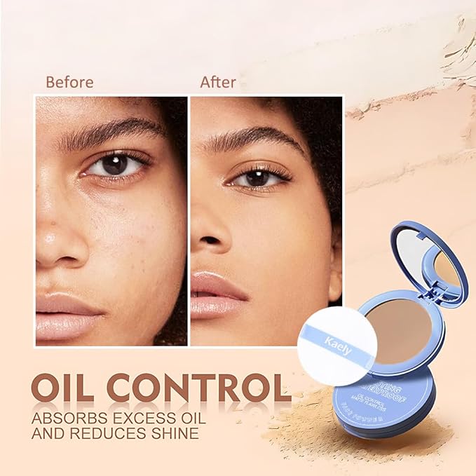 evpct Kaely Oil Control Pressed Face Powder, Get Smooth Flawless Fine Lines and Lightweight Finishing Foundation, Control Shine Long Lasting Waterproof Face Setting Powder Cosmetic, 10 Sand-BrightBean Baby