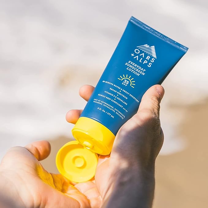 Oars + Alps Sunscreen Body Lotion for Everday Use, SPF 35 Body & Face Sunscreen Lotion, Infused with Aloe Leaf & Vitamin E, No White Residue, Water & Sweat Resistant, All Skin Types, Lightweight, 6oz-BrightBean Baby