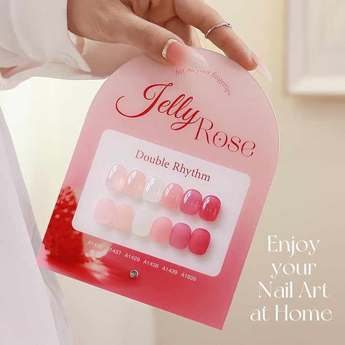 Double Rhythm 6 Pcs 15 ML Gel Polish Set Same Color Same Bottle Soak Off Gel Polish Kit Nail Art Manicure Salon DIY at Home for Women (Milky White Jelly Pink Nude Peach-T6-24)-BrightBean Baby