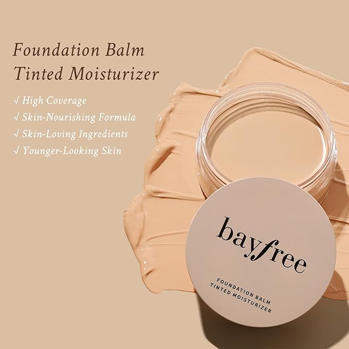 Foundation Balm, Matte Full Coverage Cream Foundation, Mature Skin Foundation, Creamy, Waterproof, Lightweight Face Makeup, 0.99 oz (CREAMY NATURAL)-BrightBean Baby