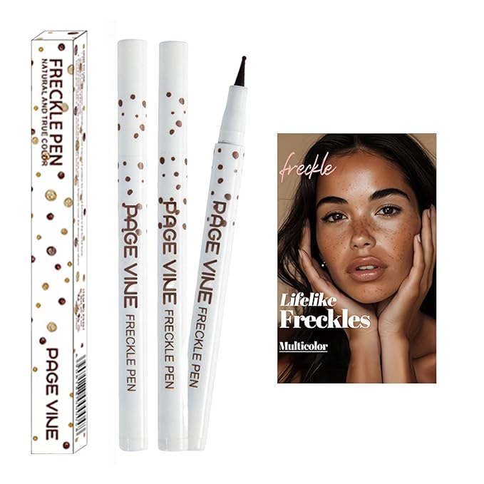 2 Pack Freckle Pen,Liquid Face Fake Freckles Makeup Pen to Create Natural Freckle Makeup and Freck beauty,Fake Freckles Waterproof for Lifelike Sunkissed Makeup,Mole Pen (03Dark+04Espresso)-BrightBean Baby
